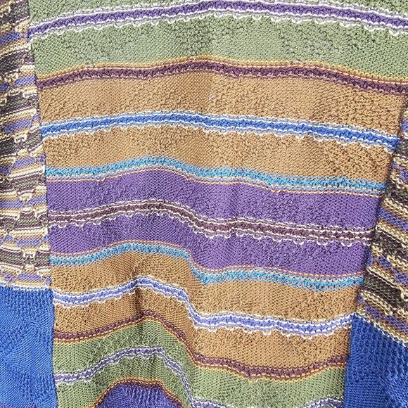 Luxury Cotton Womens XS Knit Boho Retro Style Granny Hippy Stripe Fall Cardigan - Picture 9 of 12